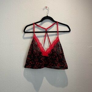 Red and Black Lace Cami Top